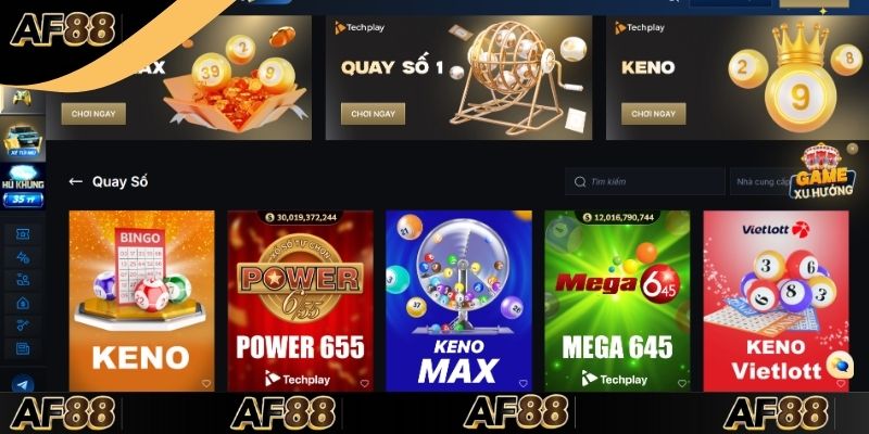 Tổng quan sảnh xổ số AF88